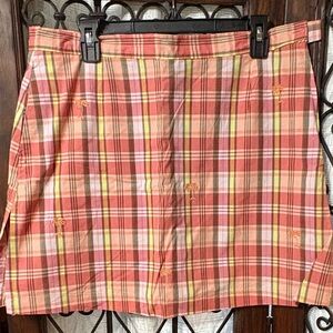 Women's Checkered Skort in Coral and Mustard